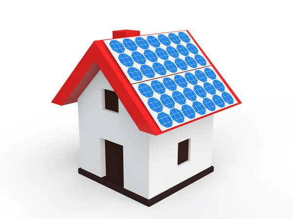 Güneş panelleri ile 3D ev — Stok fotoğraf