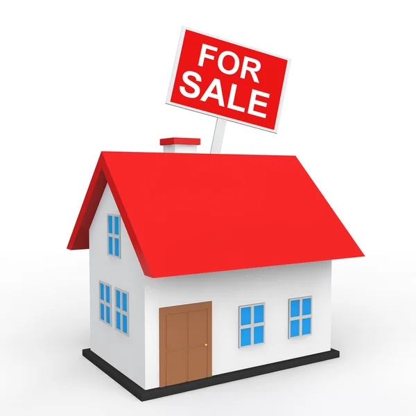 3d house with for sale placard — Stock Photo, Image
