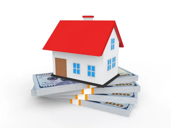 3d house on money stacks — Stock Photo, Image