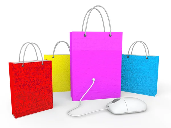 3D-s bevásárló táska és egér — Stock Fotó