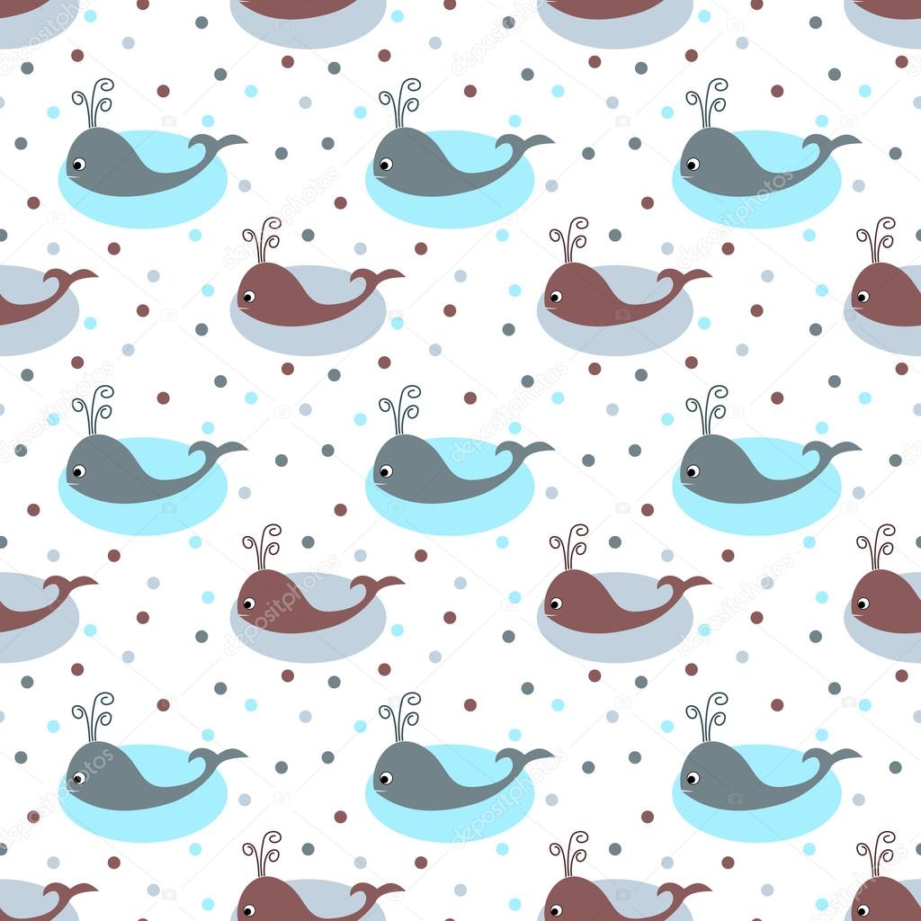 Cute whales seamless pattern