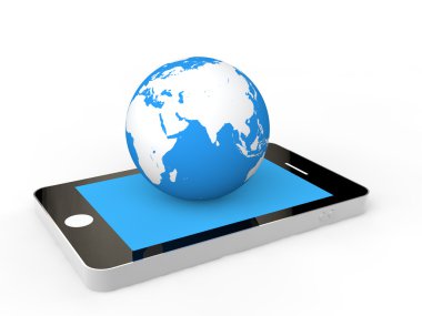 3d cellphone and earth globe