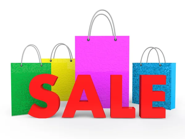 3d shopping bags with sale text — Stock Photo, Image