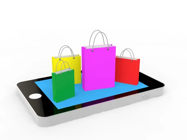 3d cellphone and shopping bags — 스톡 사진