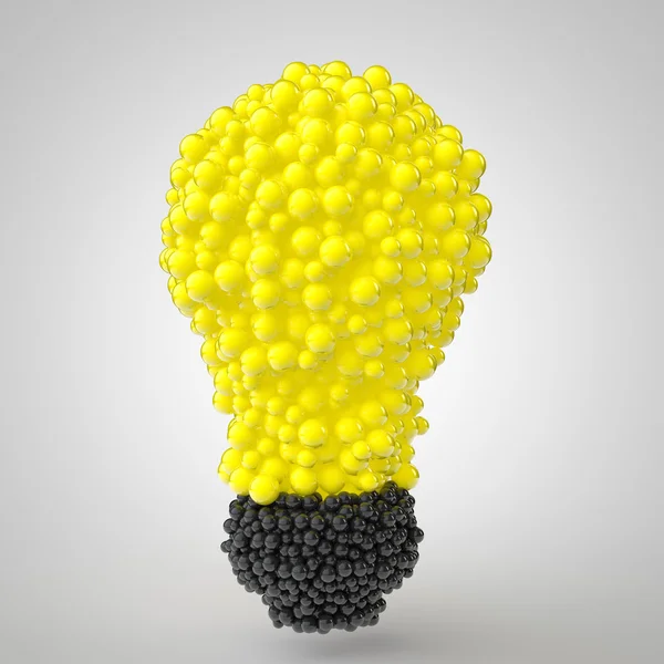 3d esferas dispostas em forma de lâmpada — Fotografia de Stock