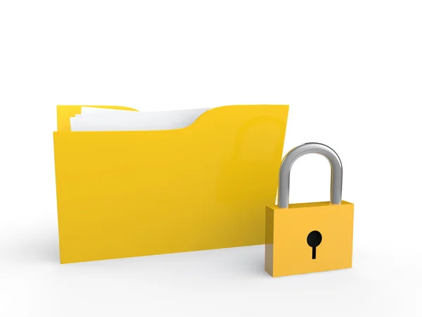 3d folder and padlock — Stock Photo, Image