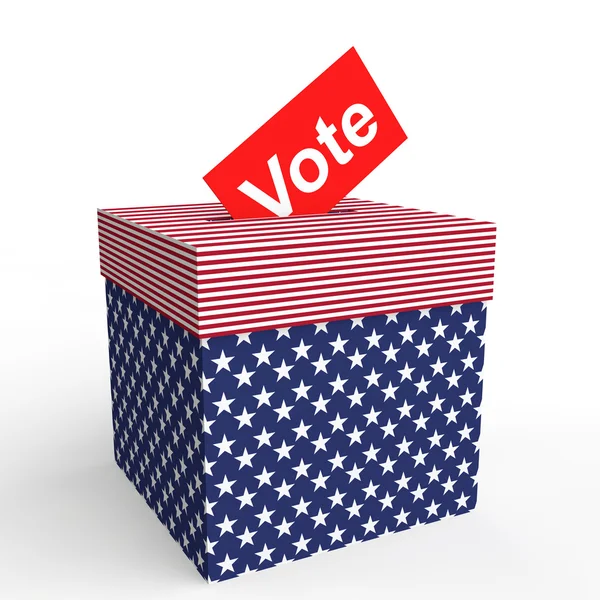 3d USA themed ballot box and vote — Zdjęcie stockowe