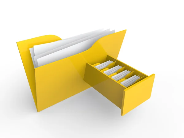 3d file folder with file drawer — ストック写真