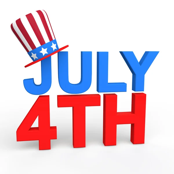 3d julho 4th texto com chapéu americano — Fotografia de Stock