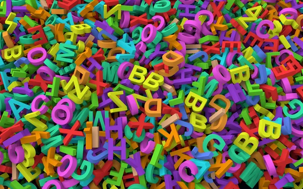 3d mucchio di alfabeti colorati — Foto Stock
