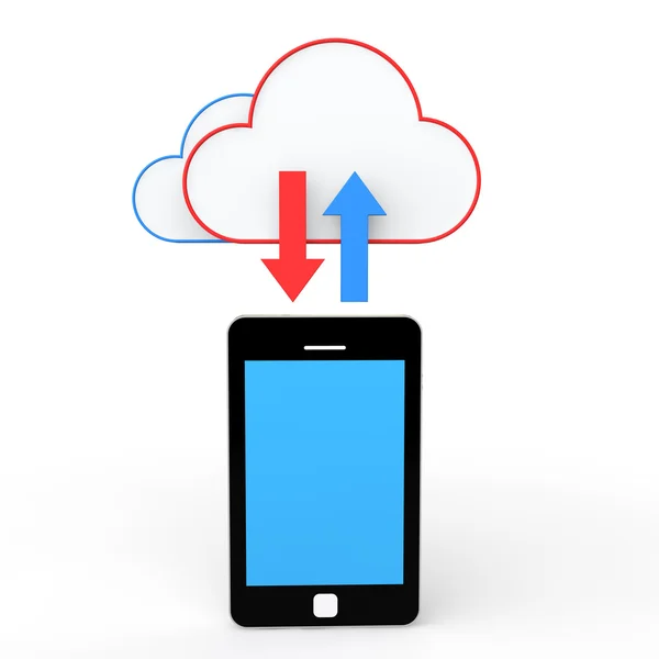 3d teléfono celular y almacenamiento en la nube — Foto de Stock