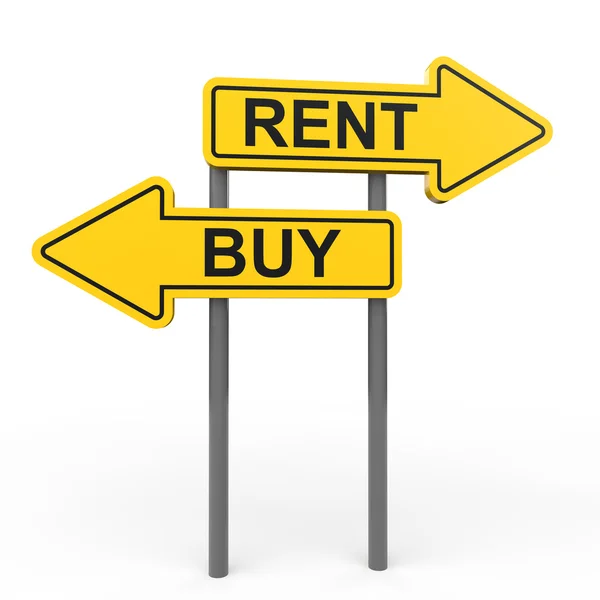 3D buy or rent arrow sign board — Stock Photo, Image