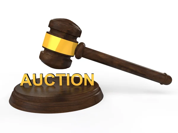 3D gavel with auction text — Stock Photo, Image