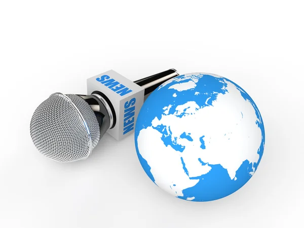 3d micrófono y globo terráqueo — Foto de Stock