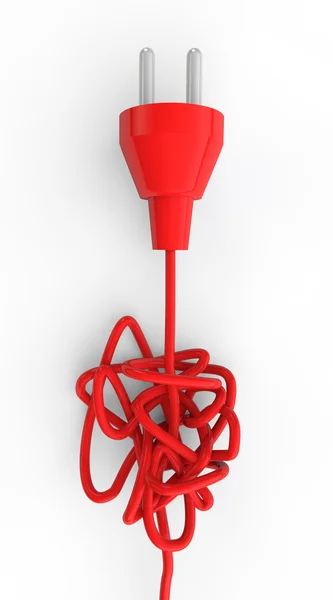 3D wtyczki elektrycznej i splątanych przewodów — Zdjęcie stockowe