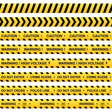 Set of yellow warning ribbons clipart
