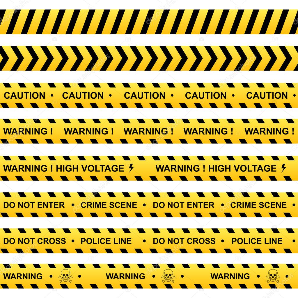 Set of yellow warning ribbons