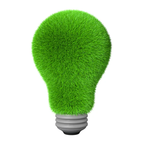 3 d 緑の草アイデア電球 — ストック写真
