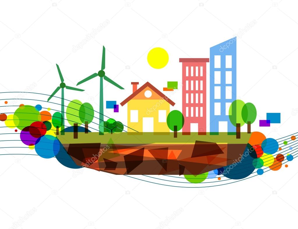 Colorful wind energy illustration