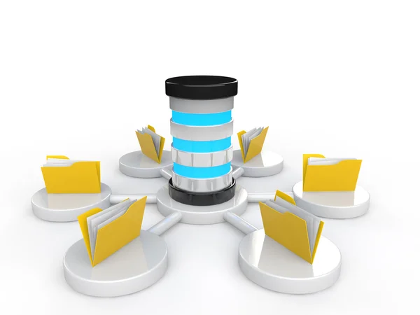 3D сервер и папки с файлами — стоковое фото