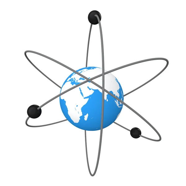 3d Earth in atom symbol — Stock Photo, Image
