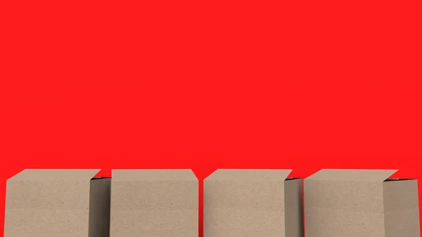 3d cartons on red background — Stock Photo, Image