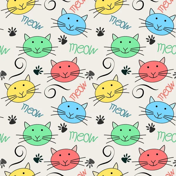 Cute cats seamless pattern — Stock Vector