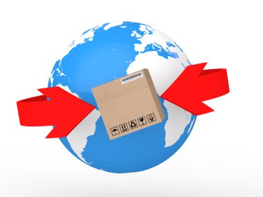 okları 3D dünya ve karton kutu