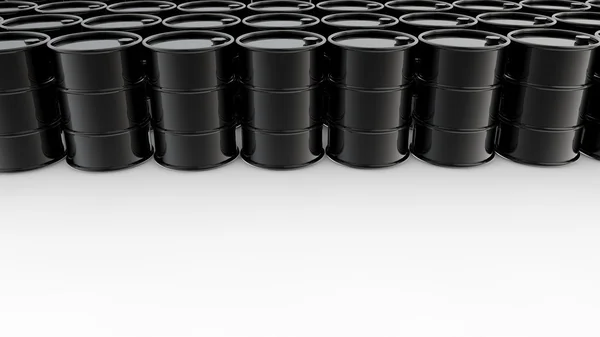 3d black oil barrels — Stock Photo, Image