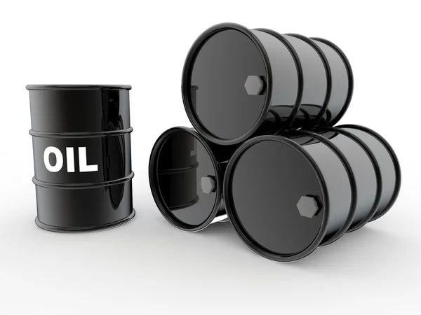 3d barris de óleo preto — Fotografia de Stock