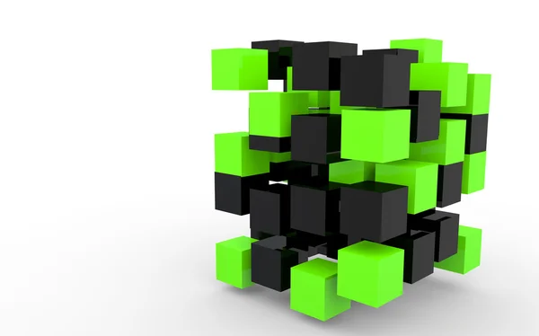 3d negro y verde cubos estructura — Foto de Stock