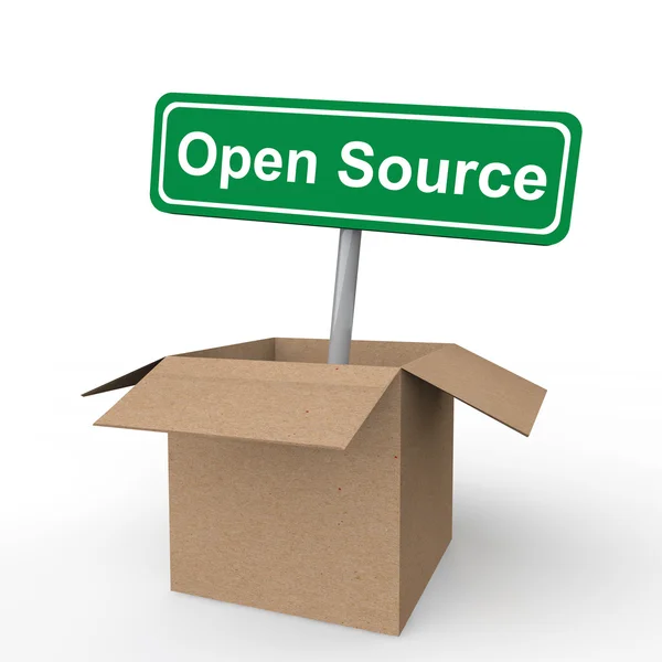 Open Source Schild in geöffneter Box — Stockfoto