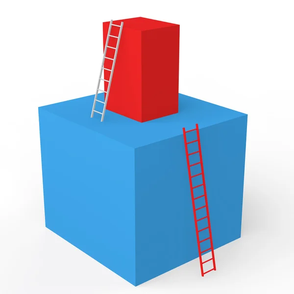 3D-kubussen met ladders — Stockfoto