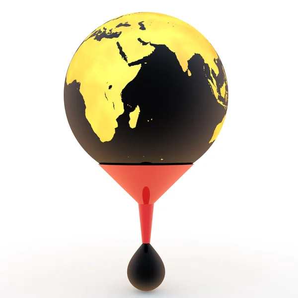 3D ziemi Złoty Glob i ropy spadać — Zdjęcie stockowe