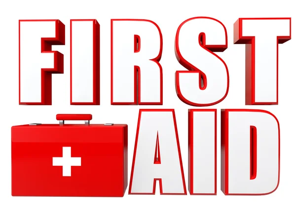 3d first aid box and text — Stock Photo, Image