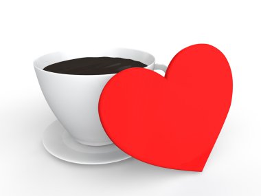 3D kalp ve çay Kupası