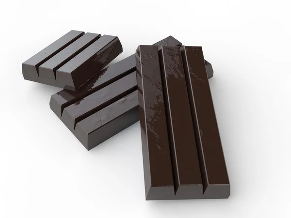 3d dark chocolate bars — Stock Photo, Image