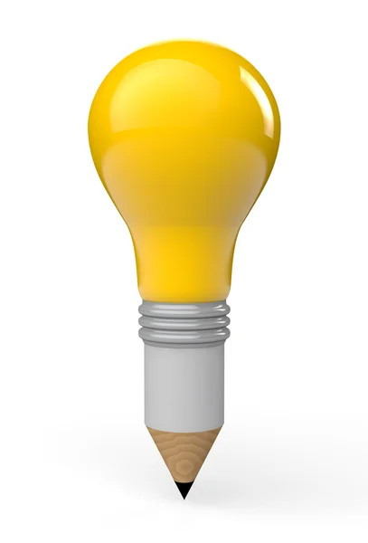 3D bulb with pencil — Stock Photo, Image