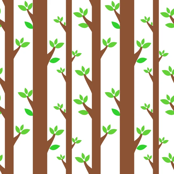 Ağaç gövdeleri ve yaprakları desen — Stok Vektör