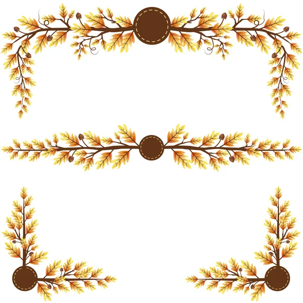 Autumn themed leaves decorations — Stock Vector