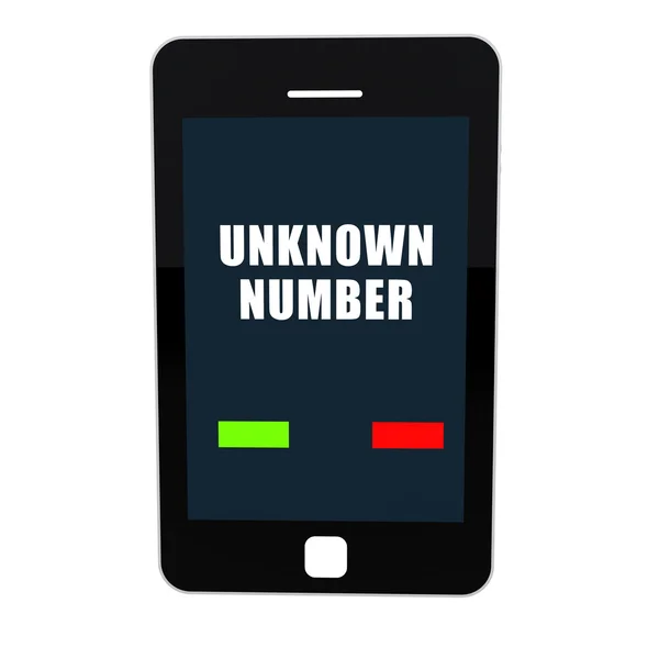 3d teléfono móvil con número desconocido — Foto de Stock