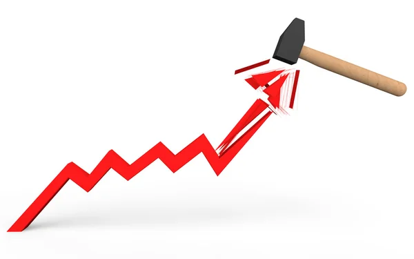 3d martello rottura freccia in aumento — Foto Stock