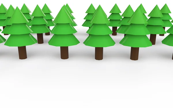 3D vánoční stromky nízké poly — Stock fotografie