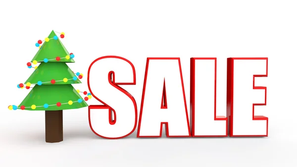 3d Christmas tree and sale — Stock Photo, Image