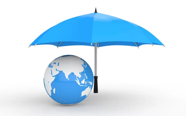 3d земной шар под зонтиком — стоковое фото
