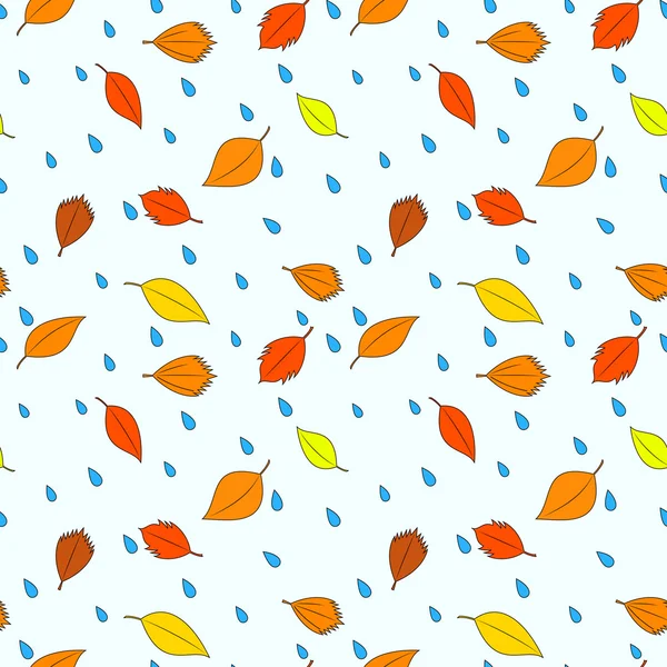 Feuilles d'automne et motif gouttes de pluie — Photo