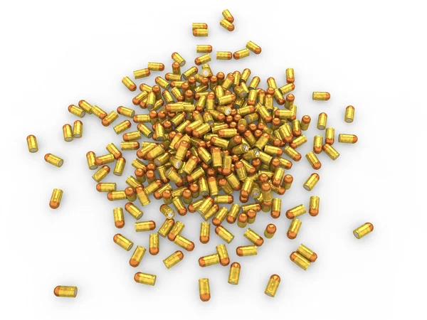 3d pile of golden bullets — Stock Photo, Image