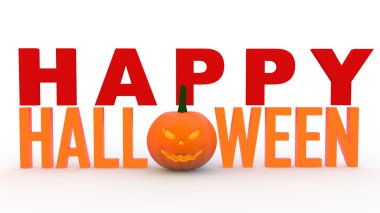 3D mutlu Halloween Metin ve kabak