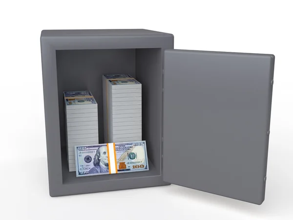 3D-s biztonságos dollár jegyzetek — Stock Fotó