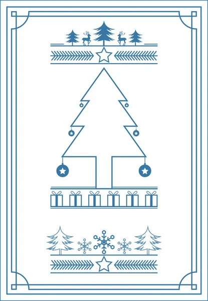 Banner de Natal estilo vintage azul — Vetor de Stock